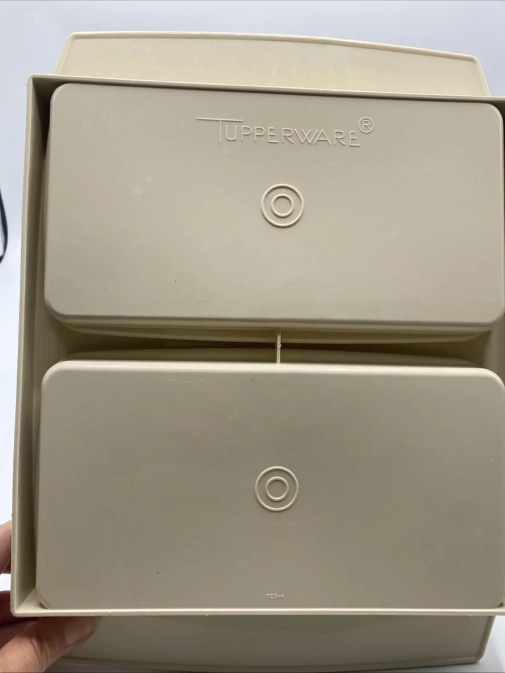 Vintage USA Tupperware Deviled Egg Keeper Lid #723 Beige NO INSERTS Deli Meat